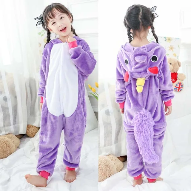 Детские пижамы кигуруми с единорогом для мальчиков и девочек; фланелевые детские пижамы с котом; одежда для сна с животными; зимние комбинезоны с единорогом; Пижама - Цвет: tenma 5