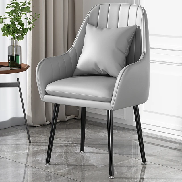 PU Leather Dinning Chair Nordic Style Furniture Black Golden Foot Makeup Armchairs For Bedroom Decoration Chairs Kitchen Chair As Picture