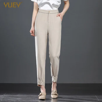 

YUEY Women Harem Pants Curled For Spring Autumn Summer Simple Style Ankle Length Pants Loose High Waist Plus Size Carrot Pants