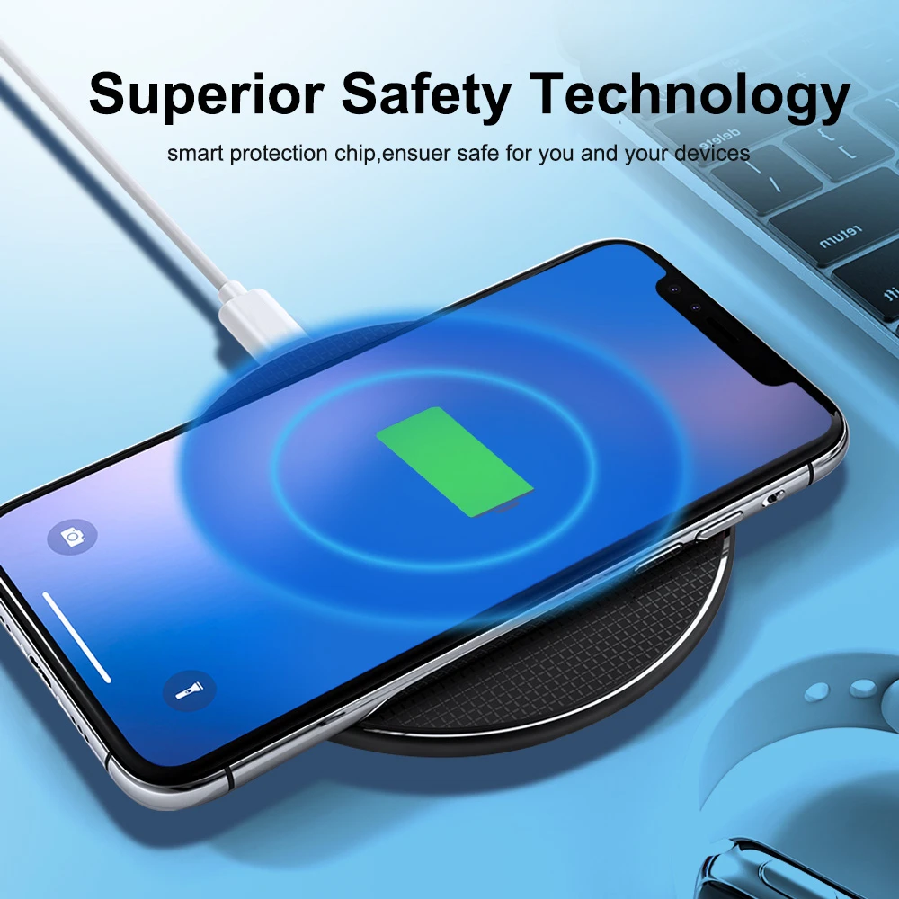 DCAE 10W Qi Wireless Charger For iPhone 11 Pro XS Max XR 8 Plus Airpods Receiver Fast Charging Pad For Samsung Note 9 10 S10 S9