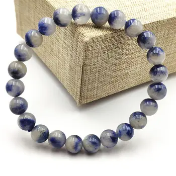 

8mm Newly Natural Blue Dumortierite Quartz Rutilated Crystal Women Men Gemstone Round Beads Rare Reiki Stone Bracelet AAAA