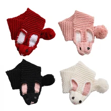 Теплые шарфы для маленьких мальчиков и девочек, шаль с рисунком милого кролика, вязаный шарф-кольцо на шею