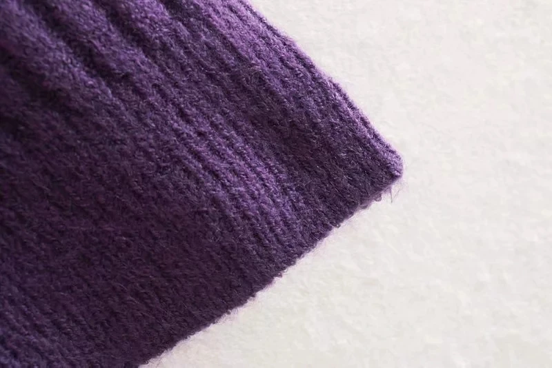 Женский простой Однотонный свитер в английском стиле с воротником-хомутом, фиолетовый женский свитер, женские топы