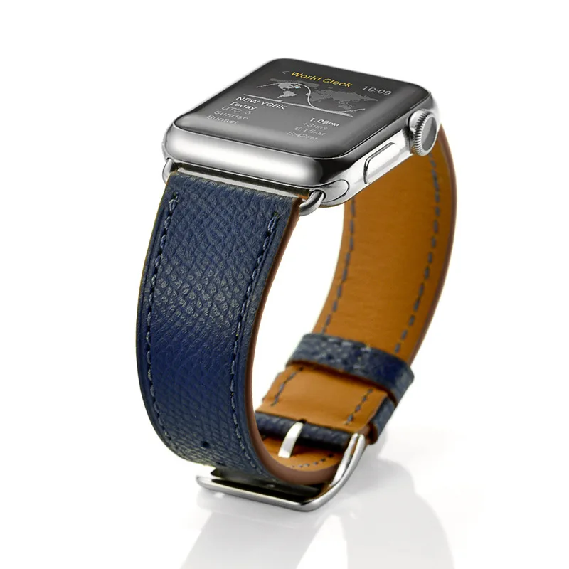 Litchi dark blue Ремешок из натуральной кожи для Apple Watch 44 мм/40 мм iWatch 42 мм 38 мм Высококачественный текстурированный Браслет Apple watch 5 4 3 2 1 - Цвет ремешка: Litchi dark blue