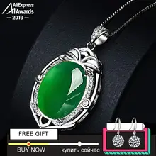 Черная пятница, Серебро S925 пробы, изумруд, нефрит, педанты, ремесленник, янма, Антик, для ожерелья, халцедон, зеленый