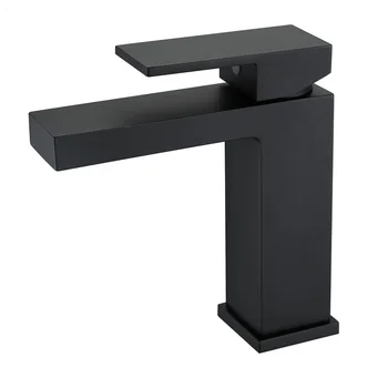 

High Quality Solid Brass Bathroomm Faucet Square Matte Black Wall Spout and Fixed Mixer Tap Combination Hot Sale Modern Style