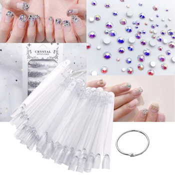 

50pcs Nail Art Tips Colour Pop Sticks Display Fan Practice Starter Ring Clear DIY