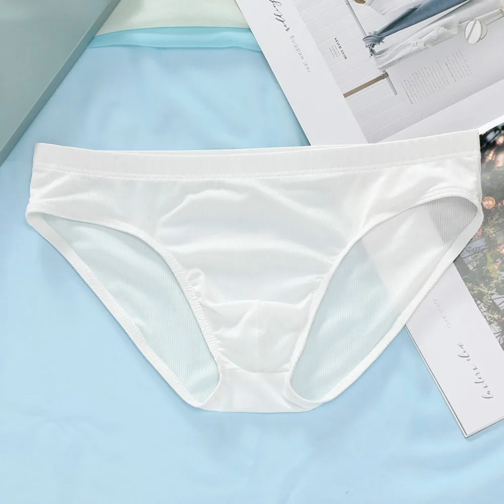 

Summer New Men's Ice Silk Panties Ultra-thin Silky Breathable Translucent Low Waist Briefs Comfortable Cool Underwear Male