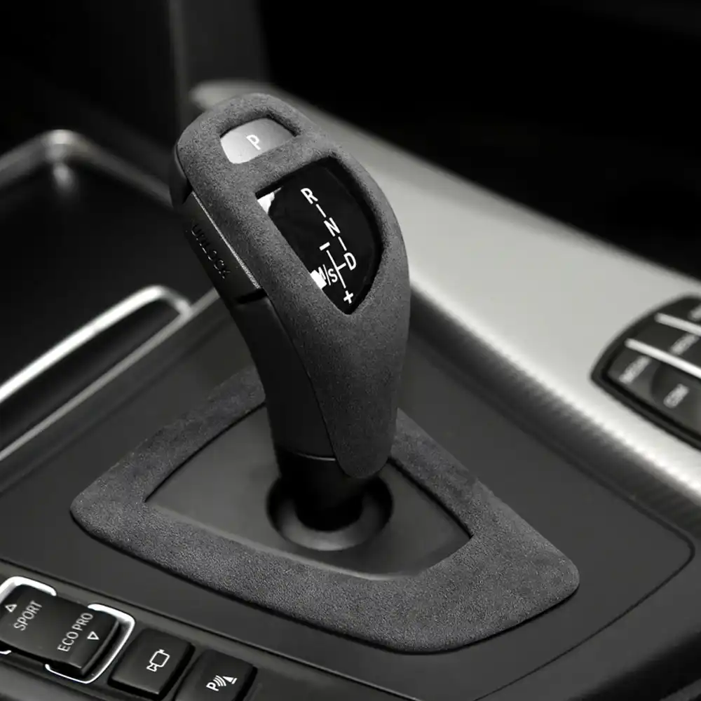 革ギアシフトノブカバーbmwのf10 F F30 F32 F25 F26 F06 F07 ソフトぬいぐるみカバートリムステッカー車のシフトレバースティック ギアシフト ノブ Aliexpress