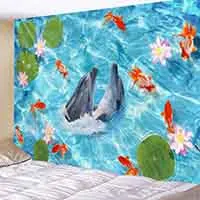 Темный хаки Гобелены морская рыба Дельфин гобелены на стену для дома Deco Beautilf мульти принт большой размер океанская рыба - Цвет: Темный хаки