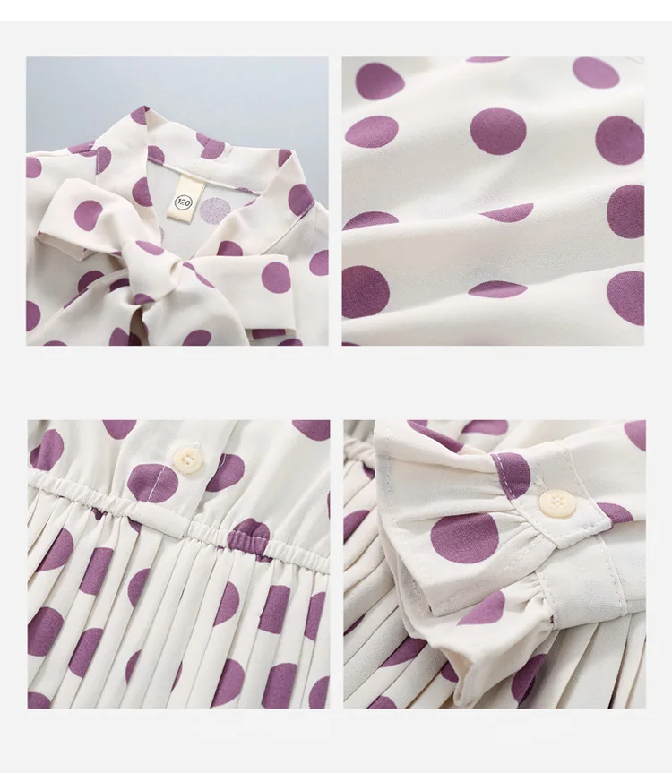 2020 Spring Autumn Kids Clothing Big Girl Boutique Chiffon Dresses Fashion Polka Dot Dress for Girls Age 4 5 6 7 8 9 10 11 12 13 (4)