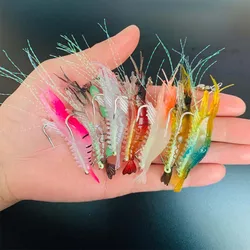 1PC Fishing Lure 9cm/6g Luminous Bead Shrimp Silicon Soft Artificial Simulation Bait With Hooks Swivels Rigs Fishing Tackle