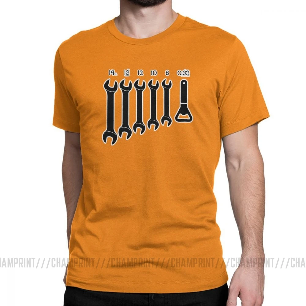Винт ключ открывалка механик футболки Для мужчин автомобилем исправить инженер Винтаж хлопковая футболка футболки с коротким рукавом 4XL 5XL 6XL одежда - Цвет: Оранжевый
