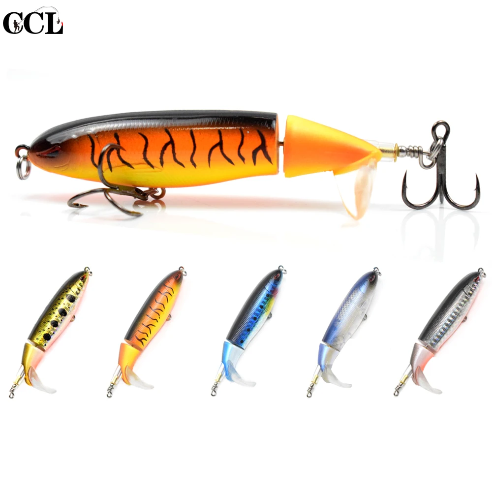 CCLTBA Topwater Поппер 9 5 см 13 г вращающийся хвост рыболовные приманки Плавающий Две