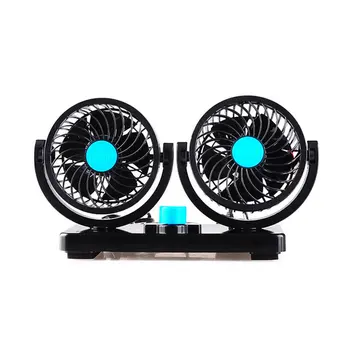 

12/24V Car Mini Electric Fan 2 Head 360 Degree Rotating Low Noise Summer Conditioner Portable Adjustable Car Air Cooling Fan