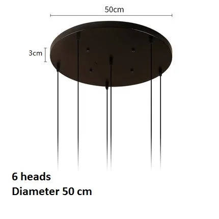 LukLoy железная Потолочная пластина черная белая подвесная круглая Потолочная пластина настраиваемая Потолочная пластина для многоголовой люстры - Цвет: 6 heads D 50CM