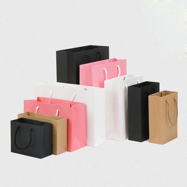 Small White Matt Laminated Paper Bags with Rope Handles