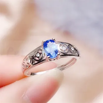 

Natural real blue sapphire ring 0.6ct gemstone Free shipping 925 sterling silver For men or women #R991202