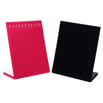 

2x 11 Hooks Velvet Jewelry Rack Earring Bracelet Necklace Organizer Holder Display, Rose Red & Black