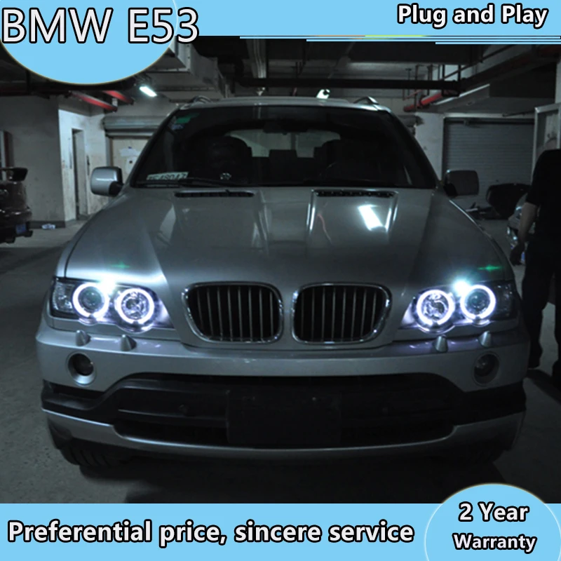 2 шт. фары для BMW X5 E53 светодиодные Angel Eyes 1998 1999 2000 2001 2002 2003 года с комплектом HID