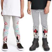 Осенне-зимние детские штаны для маленьких девочек хлопковые теплые леггинсы длинные штаны с принтом Микки и Минни Маус