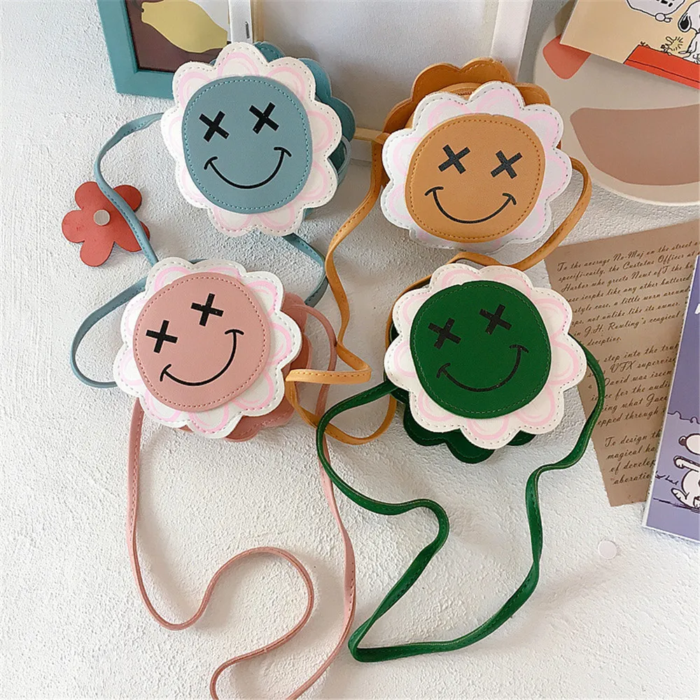 

Children Girl Kids Bag Mini Small Cute Cartoon Smile Face PU Solid Coin Purse Korean Accessories-SWD-W19