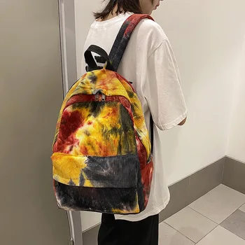 

Teenager Universe Pattern Corduroy Fabric Backpack Girls Student Preppy Style Japanese Harajuku Casual School Book Knapsack Bag