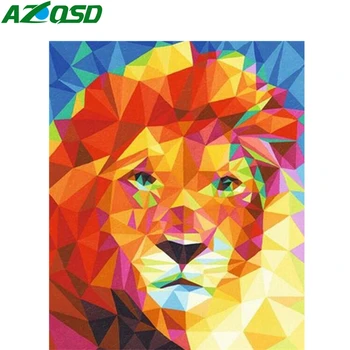 

AZQSD DIY Oil Painting By Numbers Animal Acrylic Paint Decoration Wall Art Pictures By Numbers Lion Handmade Gift Kit