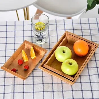 

3pcs Bamboo Tea Trays Rectangular Fruit Trays Storage Trays Serving Tray Beautiful Exquisite Food Fruit Tray for Party