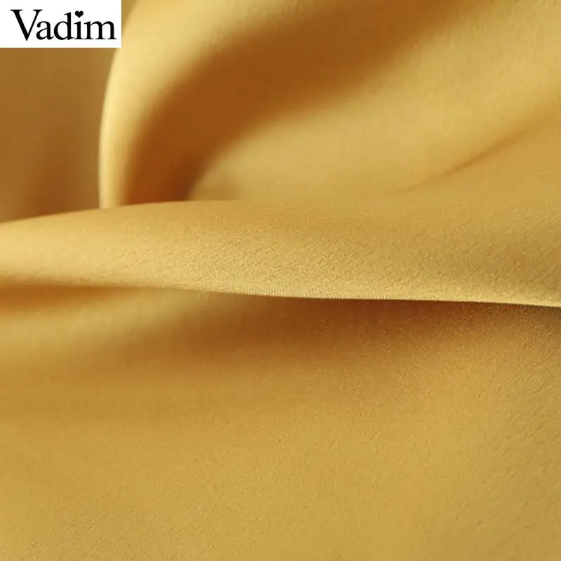 Vadim Женская стильная желтая Свободная блузка с эластичным воротником, рубашки с длинным рукавом, женские свободные повседневные однотонные топы, блузы LB652