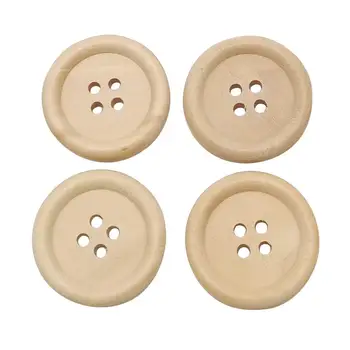 

50pcs Wood Buttons 15/20/25/30/40/50mm Round 4 Holes Flatback Button for Shirt Bag DIY Craft Home Textiles Sewing Supplies