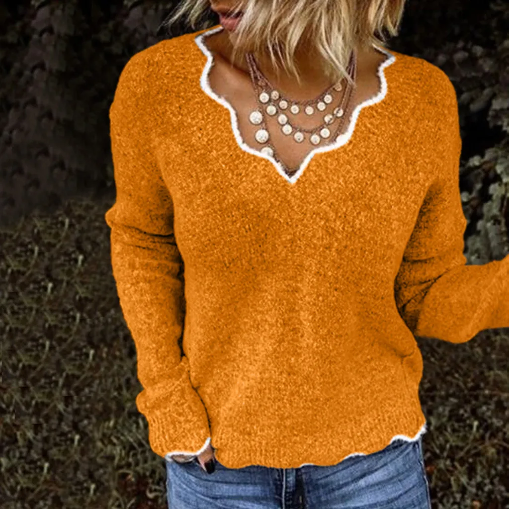 Повседневный свитер с v-образным вырезом, женский зимний вязаный пуловер с длинным рукавом, короткий цветной вязаный однотонный джемпер, Женский облегающий свитер