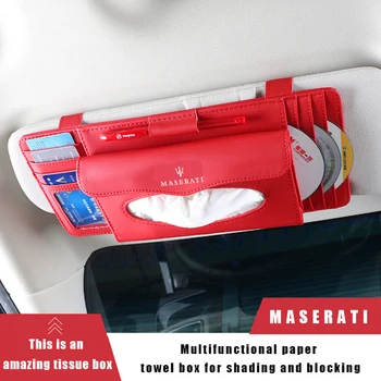 

Hanging Car Tissue Box For Maserati Quattroporte Levante Ghibli Granturismo Gran GC GT Coupe Interior Decoration CD Card Holder