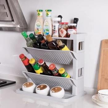

Kitchen Spice Jars Seasoning Storage Rack 4-Layer Functional Rack Bottle Box Bathroom Desktop Cabinet Bracket Accessories Stuff