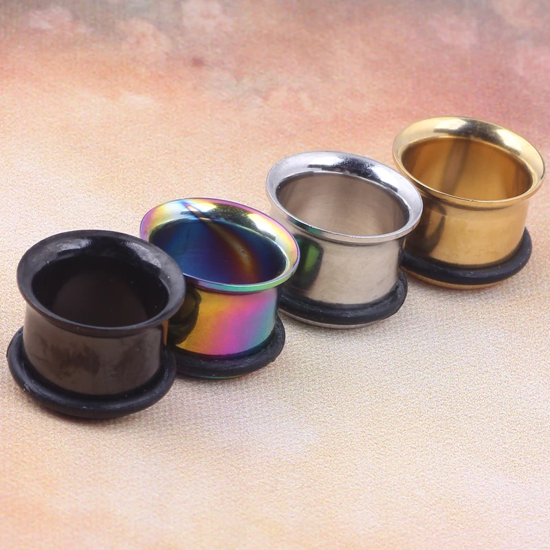 112pcs mix 3 color Single Flared Stainless Steel Body Jewelry Ear Plug Expander Hollow Piercing Earring Lobe Stretcher Gauge