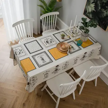 

cotton and linen table cloth rectangular table cover nordic style kitchen for home waterproof tablecloths on the table DW115