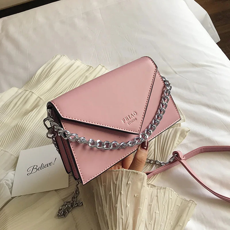 

2019 new stereo trapezoidal small square bag chain decoration shoulder slung bag