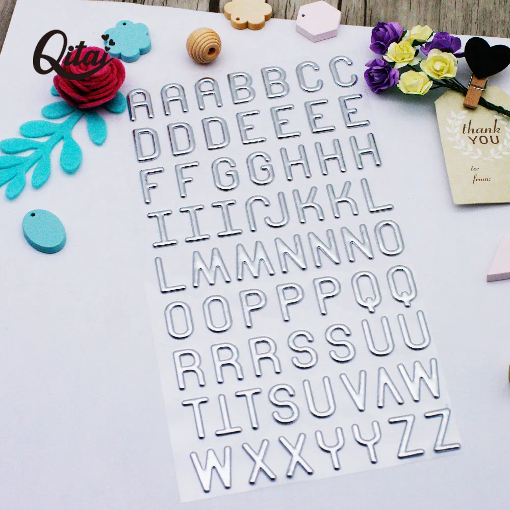 Alphabet Letter Numbers Puffy Sticker QITAI 4 sheets 24Cm*12Cm Silver/Gold /black/white Decorative for DIY Scrapbooking PS002 - Image 4
