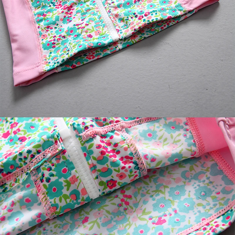 Pink Floral Sun Hat 3-Piece Girl Swimwear Children Toddler Baby Swimsuit Kids 2-Piece Swimming Long Sleeves Swim Wear Suit girls swimsuit