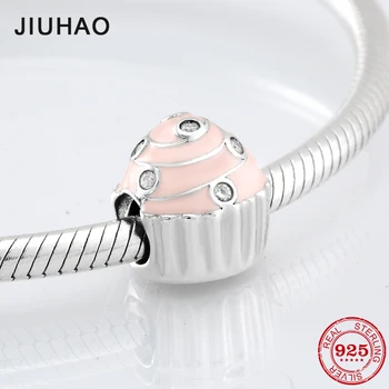 

2018 fashion Girlfriend gift Pink Cupcake CZ Beads 925 Sterling Silver for jewelry making Fit Original European Charm Bracelet