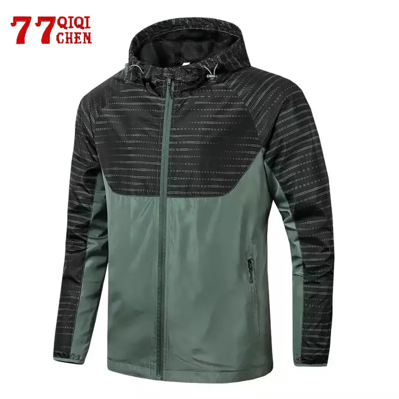 Chaqueta con capucha transpirable para hombre, ropa deportiva para correr, cortavientos fino con capucha para verano, chaquetas con cremallera para exteriores