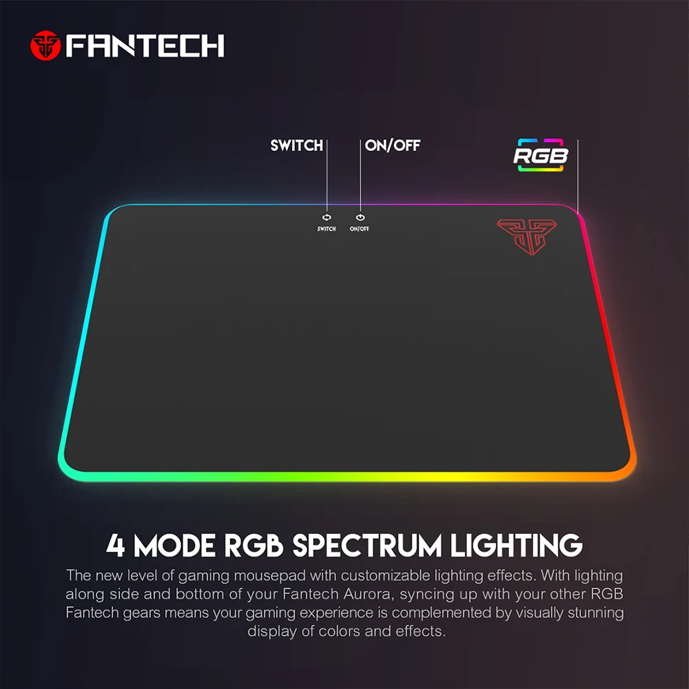 FANTECH акриловый компьютерный коврик MPR350 контроль и скорость для 255X355X6 мм RGB игровой коврик для мыши Противоскользящий натуральный каучук PC коврик