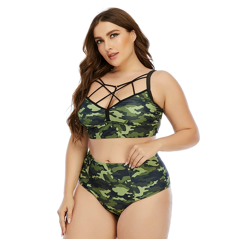 Plus Size High Waist Bikini Set Women Swimsuit Bandage Swimwear Female Camouflage Bathing Suit Camo Beach Wear 2021|Bikini Set| - AliExpress
