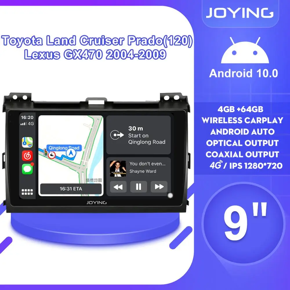Автомагнитола 9 &quot 1 Din с экраном Android 10 DVR для Toyota Land Cruiser Prado(120) Lexus GX470 2004