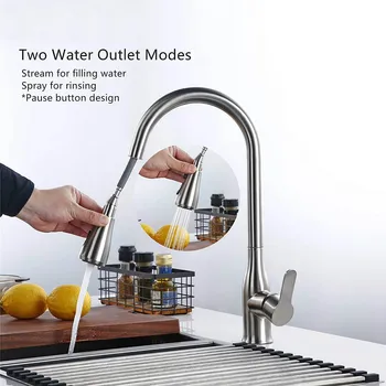 

Kitchen Sink Pull Down Faucet high-quality Pull Out Kitchen Tap Swivel 360 Degree Water Mixer Tap Three Spray Modes Design