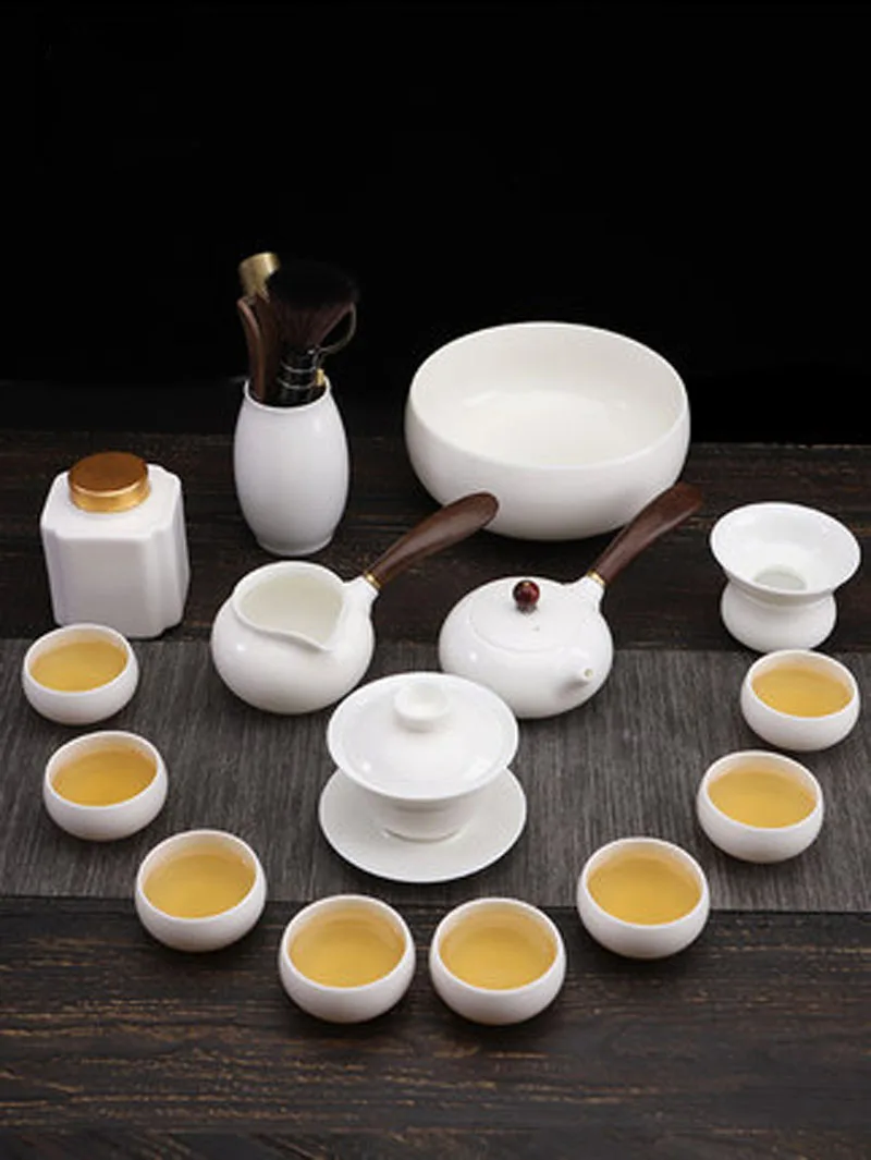 Suet jade чайный набор кунг-фу teacup чайников для дома гостиной офиса | Дом и сад