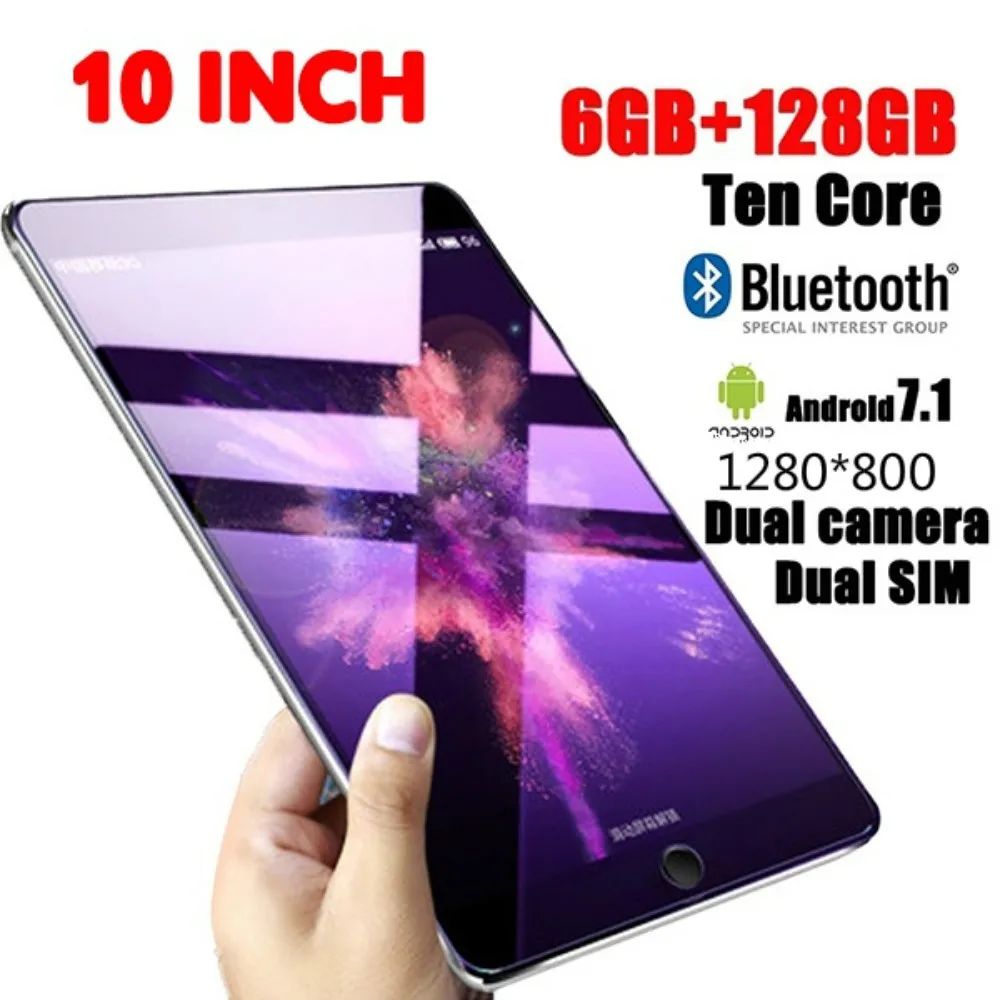 

1280*800 IPS Screen 10 Inch Ten Core 6GB+128G Android 7.1 WiFi Tablet PC Dual SIM Dual Camera 4G WiFi Call Phone Tablet Gifts