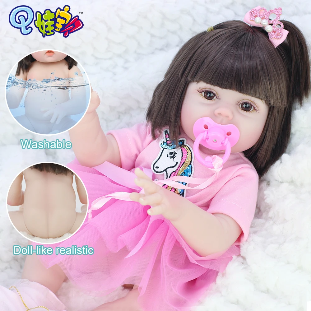 53 см милое платье Reborn Baby Doll могу мочиться из винила мягкий Bathable 360 ° вращающийся
