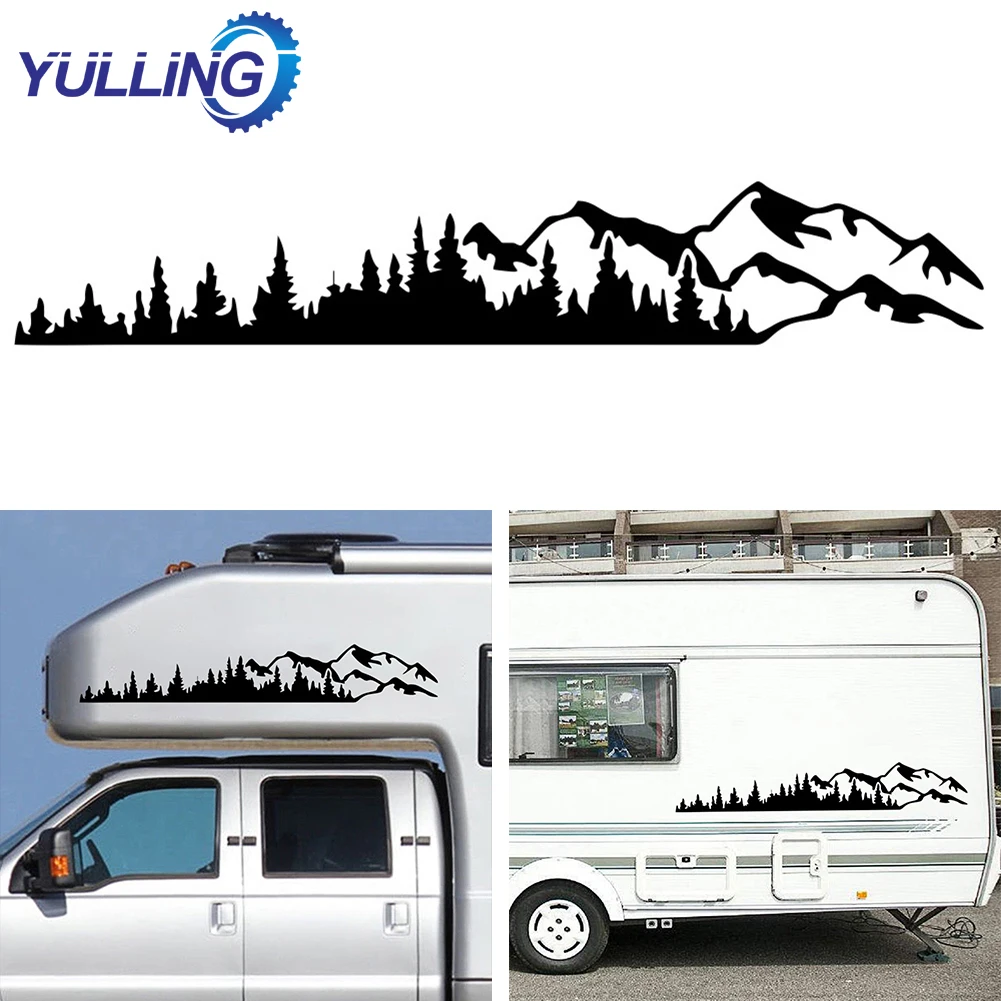 YULLING Автомобильная наклейка с изображением горного леса, графическая Виниловая наклейка для грузовика, окна, бампера, автомобильного двери, виниловое украшение, клей, наклейка для кузова автомобиля