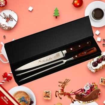 

Kitchen Knife Set 8 inch Xmas BBQ Fork Steak Fork Cleaver Slicing Knives For turkey Meat Cutter Cooking Tool Set Christmas Gift